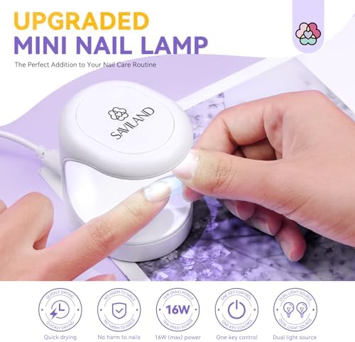 Saviland portable UV LED lamp curing a nail extension