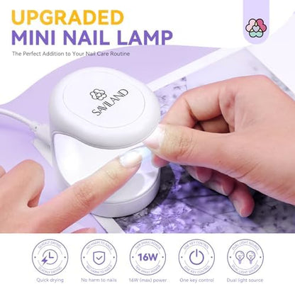 Saviland portable UV LED lamp curing a nail extension
