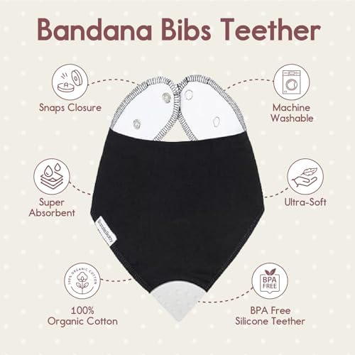 Close up of the food grade silicone teething corner on the Bazzle Baby bandana drool bib