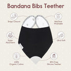 Close up of the food grade silicone teething corner on the Bazzle Baby bandana drool bib