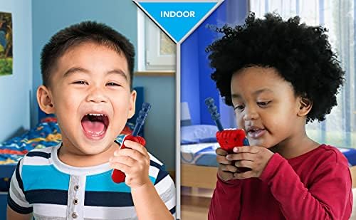 Back view of the children's walkie talkies showing the integrated belt clip.