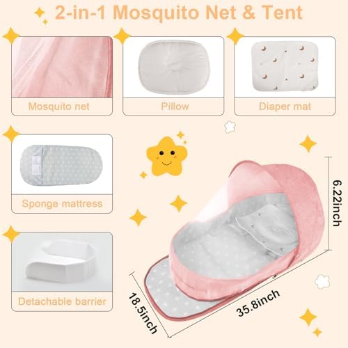 ISELECTOR infant co-sleeping bed with the integrated mosquito net cover attached.