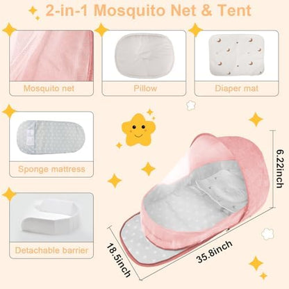 ISELECTOR infant co-sleeping bed with the integrated mosquito net cover attached.