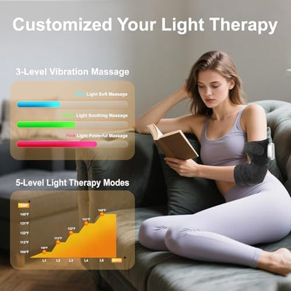 ZHIXJIA infrared joint massager applied on a shoulder using adjustable velcro straps