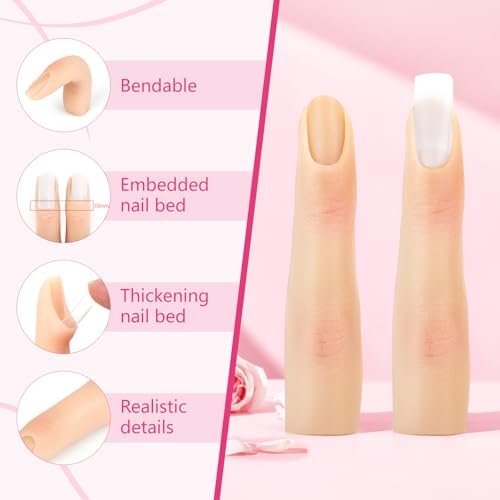 Close up of Yokilly bendable silicone finger for manicure training
