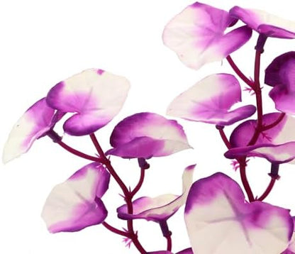 Two pieces of DVHEY purple and white silk aquarium decorations side by side.
