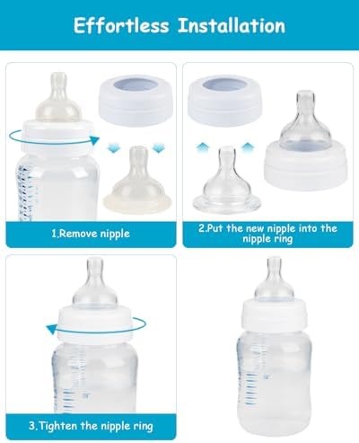 Four count pack of clear silicone replacement nipples for feeding bottles