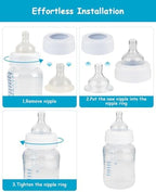 Four count pack of clear silicone replacement nipples for feeding bottles