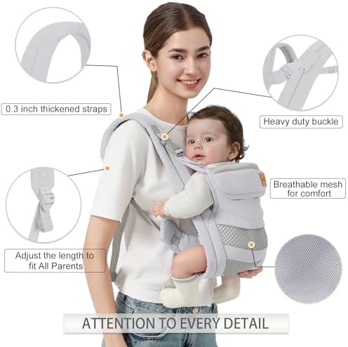 Shiaon infant holder carrier side profile showing adjustable shoulder straps
