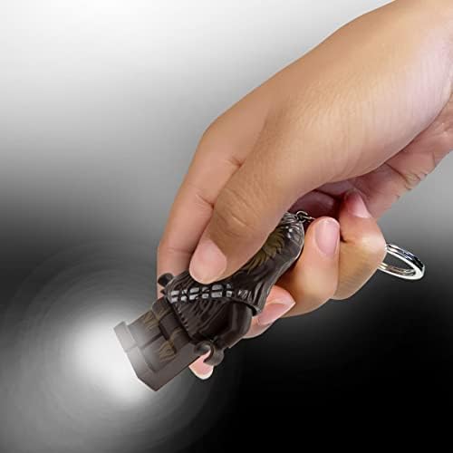 Close up of the chest activation button on the IQ LEGO Star Wars Chewbacca pocket light.