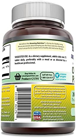 Amazing Formulas Chromium Picolinate mineral supplement bottle side panel showing nutritional facts.