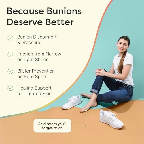Disposable beige bunion protector pads showing the secure adhesive backing.