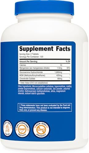 Non-GMO gluten-free glucosamine tablets for joint comfort and flexibility