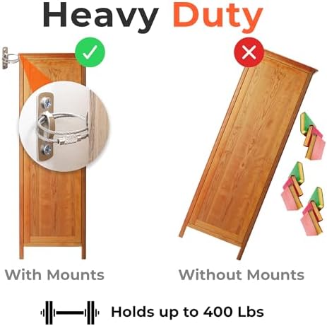 Baby proofing safety kit package contents displaying twelve individual furniture straps and screws.