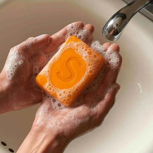 Yanobia persimmon soap bar with included foaming net