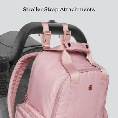 Huggies changing bag backpack back view showing adjustable padded shoulder straps.
