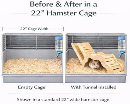 Large Size Syrian Hamster Explorer Set - Snap-Together Wooden Burrow with Panoramic Window,Natural Chew-Safe Design Decorative Landscaping Digging Peeping Hide Underground Fun for Cage Enrichment - Image 6