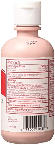 Medicated pink calamine suspension bottle for skin protection