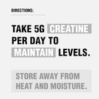 Hearthy Foods Creatine Monohydrate package back view with directions