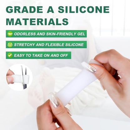 Washable and reusable silicone toe protectors for men and women.