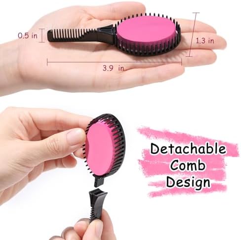 Close up of pink hair chalk comb bristles