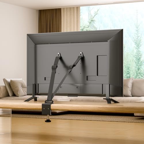 Close up of the durable metal C clamp and VESA mount hardware included in the premium television anchor kit.