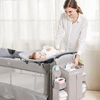 Sweeby diaper caddy hanging on crib view