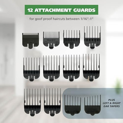 Wahl hybrid corded and cordless hair trimmer being used with a secure snap guide comb attachment