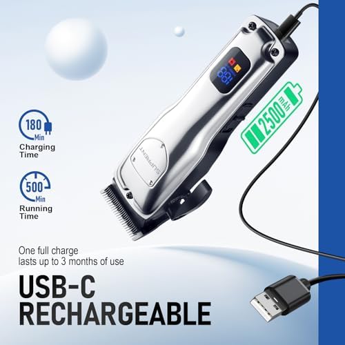 SUPRENT rechargeable mans grooming tool showing the universal USB-C charging port