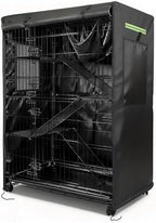 Waterproof black catio cover with zipped open front panel for easy access
