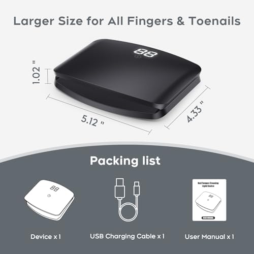 Rechargeable nail fungus light device showing 15 LED lamp beads inside.