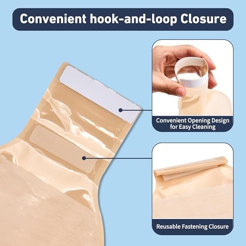 Rainlotus one piece colostomy bag system unpacked with the included measuring guide card