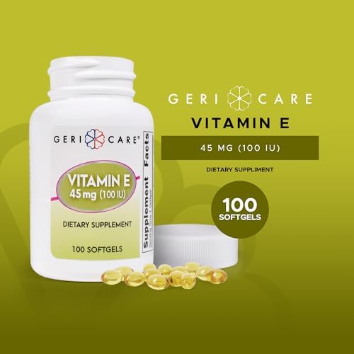 GeriCare high potency vitamin E softgels bottle side label showing supplement facts