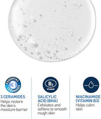 Non-drying exfoliating face wash pump dispenser for consistent daily salicylic acid cleansing