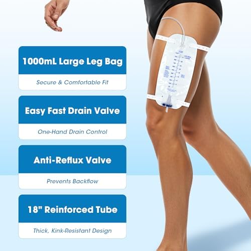 External Condom Catheters for Elderly Men Age 80, 20 Soft Latex, 5 Catheter Stabilization Device, 4000mL Overnight Catheter Bags x 1, 1000mL Urinary Leg Bags x 2, 2 Roll Tapes Set for Incontinence Men - Image 6