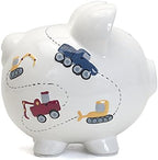 Base view of Child to Cherish ceramic bank highlighting the removable rubber stopper