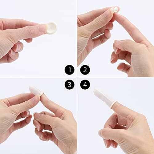 Disposable finger covers spread out to show the 300 count bulk supply