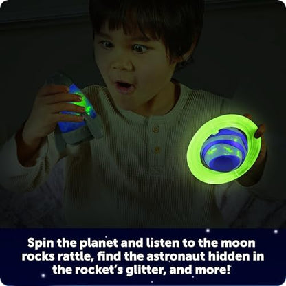 Learning Resources tactile space spinner demonstrating the spinning planet ring and shifting moon rocks.
