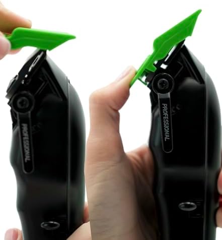 Supreme Trimmer acid green magnetic hair clipper guard set displayed clearly for barber station organization