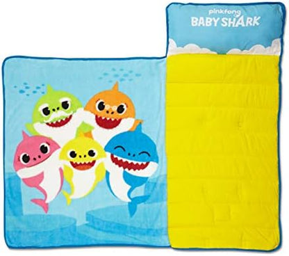 Interior view of Baby Shark mat with plush blanket
