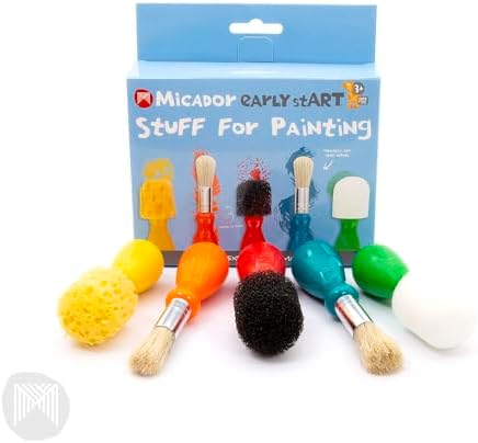 Micador children painting brush kit packaging detailing the age three plus recommendation