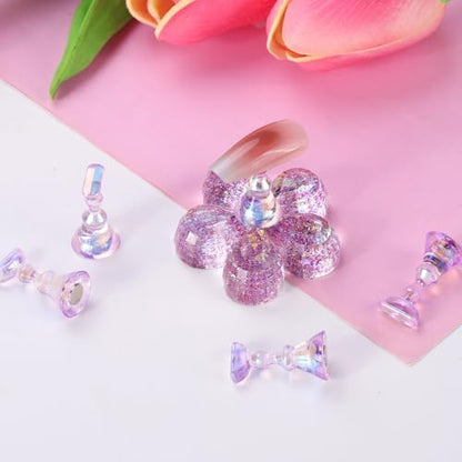 Nail art display stand arranged on white background