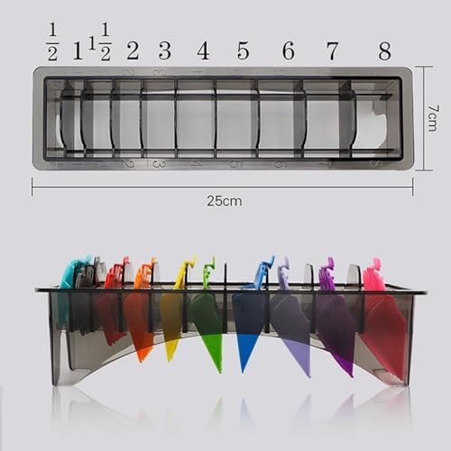 Luxylei universal guard limit comb container box placed on a professional salon barber workstation counter