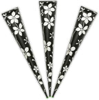 Decent pre-rolled henna cones showing black and white floral pattern wrapper