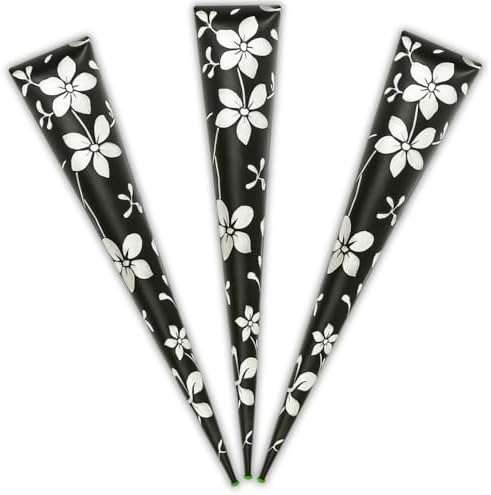 Decent pre-rolled henna cones showing black and white floral pattern wrapper