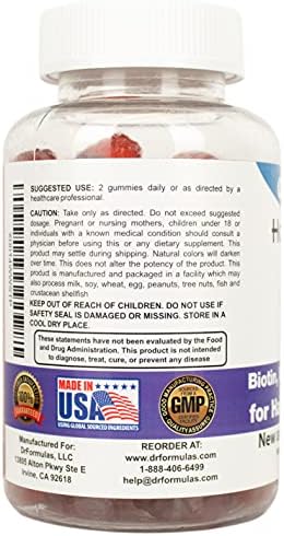 90 count bottle of DrFormulas biotin gummies for men and women hair support