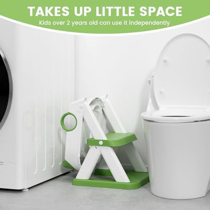 Side view displaying the six adjustable height hole positions on the imported toddler toilet ladder.