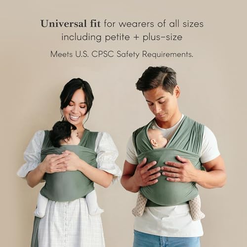Side profile view of a father comfortably wearing the lightweight breathable infant wrap.