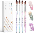 MelodySusie 4-piece acrylic nail brush set with iridescent handles.