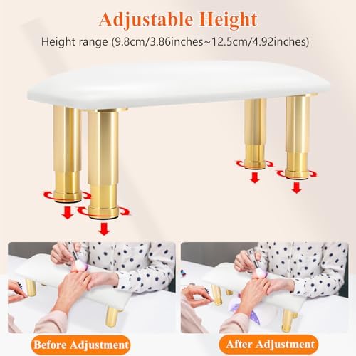 Side profile of Aonolovo nail hand rest showing height adjustment mechanism
